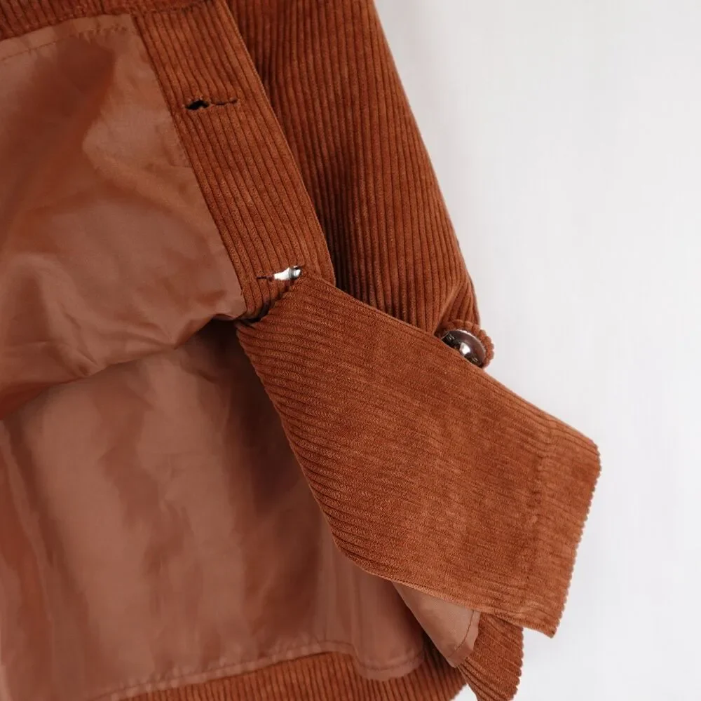 Fashion On Earth Corduroy Skirt Women's Size Small Brown Button Mini Fall Y2K
